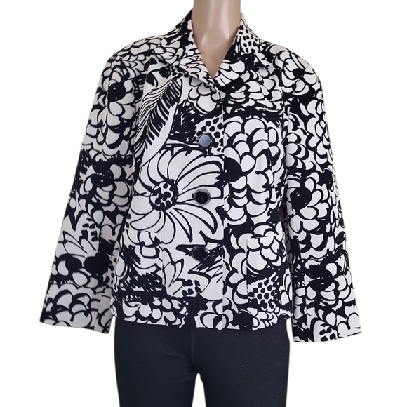 Lafayette 148 Black White Floral Blazer